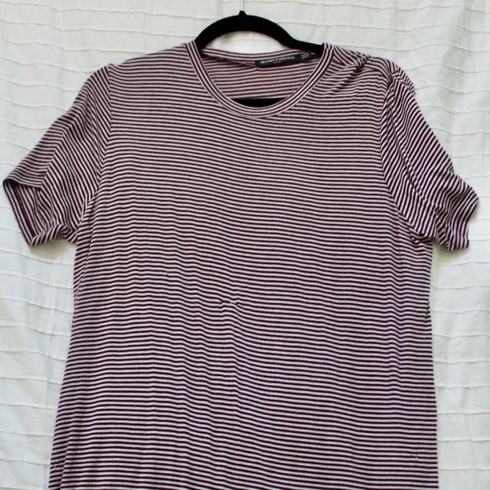 Brandy Melville Maroon Striped T-Shirt Dress